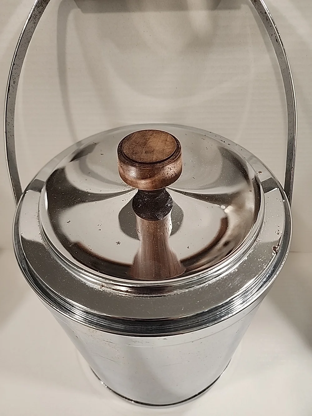 Kromex Vintage Ice Bucket Stainless Steel W/wood MCM Made in USA